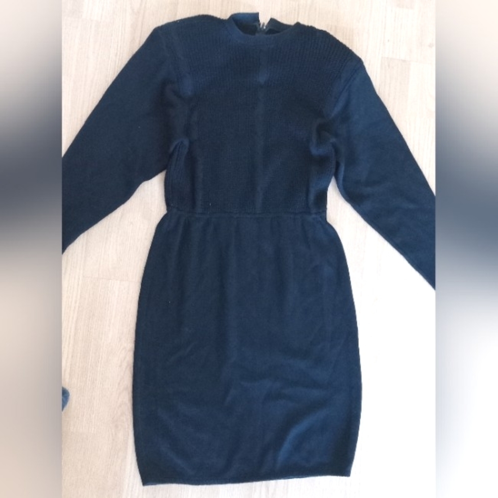 Vintage St John Collection Marie Gray Black Knit Dress back zipper Size 6